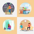 People with depression vector flat style illustration