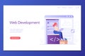 People developing mobile or web product. Web development. Concept of app development, UI interface, designing and programming Royalty Free Stock Photo