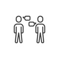 People with dialog speech bubble line icon