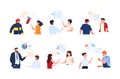 People dialogue speech bubbles communication to each other set vector flat illustration