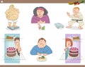 People on diet cartoon set