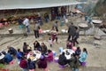 GUIZHOU PROVINCE, CHINA Ã¢â¬â CIRCA DECEMBER 2018:People of different ethnic groups sit together on the occasion of wedding feast.