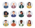 People of different gender and age, different ethnic nationalities and races. portraits in round icons. flat vector
