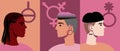People of different gender, transgender, genderqueer and agender person, Flat vector stock illustration with People and gender