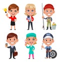 People of different occupations. Cute cartoon characters.