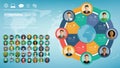 People of different occupations with infographics elements. Professions icons set. Business template for international