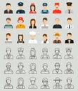 People of different occupations. Professions icons set. Flat design. Vector Royalty Free Stock Photo