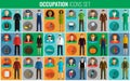 People of different occupations. Professions icons set. Flat design. Vector