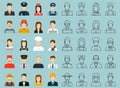 People of different occupations. Professions icons set. Flat design. Vector Royalty Free Stock Photo