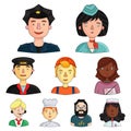 People of different profession set icons in cartoon style. Big collection of people of different profession vector Royalty Free Stock Photo