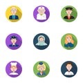 People of different profession set icons in flat style. Big collection of people of different profession