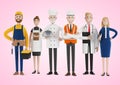 People of different professions. Builder, female waiter, cook, engineer, doctor and teacher. Labor Day.