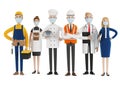 People of different professions. Builder, female waiter, cook, engineer, doctor and teacher. Labor Day.