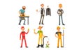 People of Different Professions, Carpenter, Tailor, Architect, Foreman, Electrician, Gardener, Painter Vector Royalty Free Stock Photo