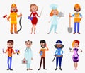 People different professions cute cartoon characters vector illustration. Royalty Free Stock Photo