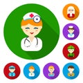 People of different professions flat icons in set collection for design. Worker and specialist vector symbol stock web