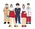 People of different professions. Labor Day. Doctor, teacher, police officer, stewardess, firefighter Royalty Free Stock Photo