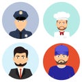 People of different professions. A policeman, a cook, a businessman, an athlete