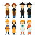 People in different professions set, worker icons on white background. Royalty Free Stock Photo