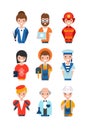 People of different professions set, working people avatars, teacher, system administrator, fireman, farmer, scientist