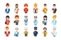 People of different professions set, working people avatars, teacher, system administrator, fireman, farmer, scientist Royalty Free Stock Photo