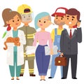 People different professions vector illustration. Success teamwork diversity human work lifestyle. Standing successful Royalty Free Stock Photo