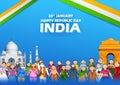 People of different religion showing Unity in Diversity on Happy Republic Day of India