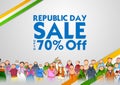 People of different religion showing Unity in Diversity on Happy Republic Day of India Sale Promotion Background