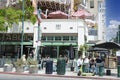 People dining outside on the sidewalk in Little Italy, San Diego CA Royalty Free Stock Photo