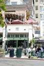 People dining outside on the sidewalk in Little Italy, San Diego CA Royalty Free Stock Photo