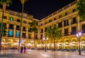 People dinning in a restaurant situated on the Placa Reial in Barcelona, Spain....IMAGE