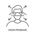 People with disabilities, vision problems, blindness and low vision line icon vector