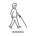 People with disabilities, vision problems, blindness and low vision line icon vector