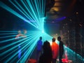 People in disco lightshow Royalty Free Stock Photo