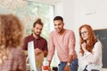 People discussing with team leader Royalty Free Stock Photo