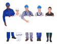 People with diverse professions holding placard Royalty Free Stock Photo