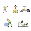 People do exercise various pose. Vector physical workout