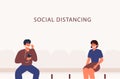 people do social distancing to keeping distance for infection risk and disease illustration