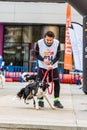 People and dogs in the amateur race in Encamp. Canicross in Andorra