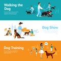 People With Dogs Banner Set Royalty Free Stock Photo
