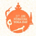 people doing asana and meditation practice for International Yoga Day on 21st June