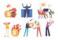 People doing Efficient Execution Of Cryptocurrency Transactions And Management Of Digital Assets Cartoon Illustration