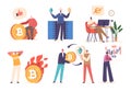 People doing Efficient Execution Of Cryptocurrency Transactions And Management Of Digital Assets Cartoon Illustration