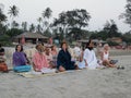 People Doing Meditation on Beach Royalty Free Stock Photo