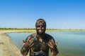 People are doing mud therapy Royalty Free Stock Photo