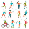 People doing sport exercises. Vector set healthy lifestyle