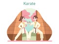 People doing sport. Karate fighters in kimono. Traditional sport or mortal