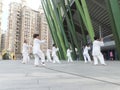 Shenzhen, China: people do tai chi exercises in the morning Royalty Free Stock Photo