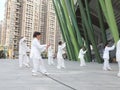 Shenzhen, China: people do tai chi exercises in the morning Royalty Free Stock Photo
