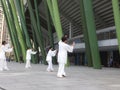 Shenzhen, China: people do tai chi exercises in the morning Royalty Free Stock Photo